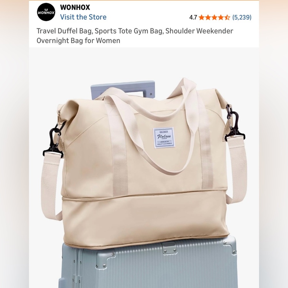 Cream Travel Duffel Bag for Women